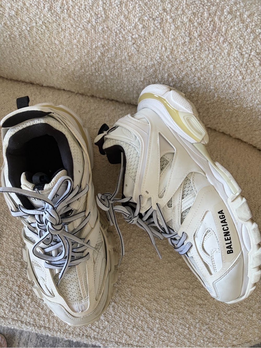 Balenciaga White and Black Layered-Panel Chunky Sneakers - Picture 3 of 3